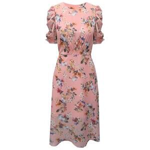Vince Camuto‎ Pink Blush Floral Ruched Chiffon Dress Size 2